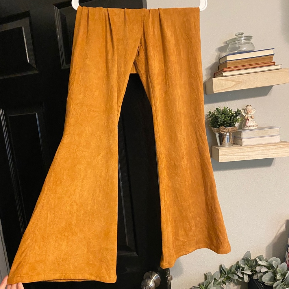 Flare suede pants